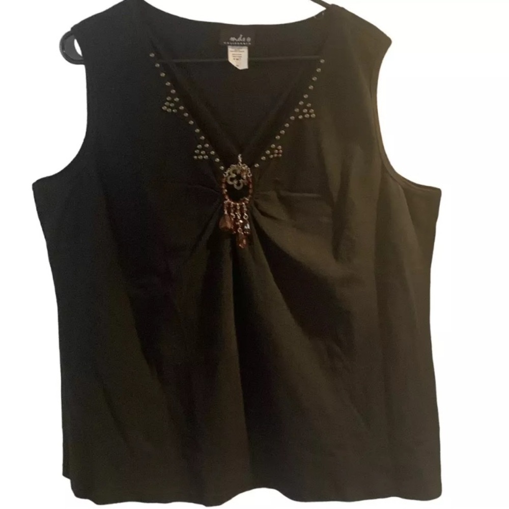 Pre Owned Women’s MDS California Sleeveless Blouse Shirt Decorated Sz XXXL